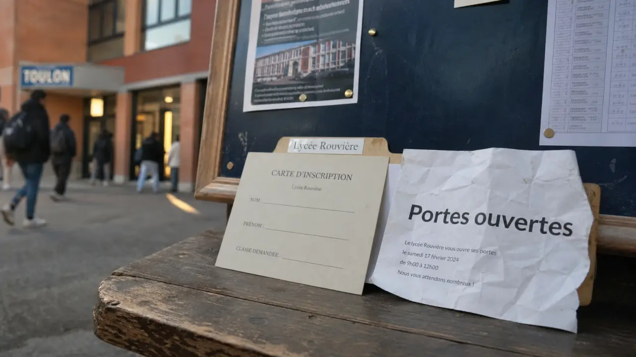 Lycée Rouvière à Toulon, documents de portes ouvertes sur banc