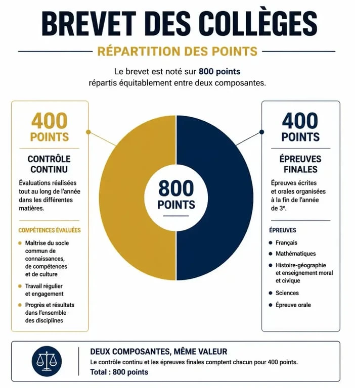 Répartition des 800 points pour le calcul point brevet
