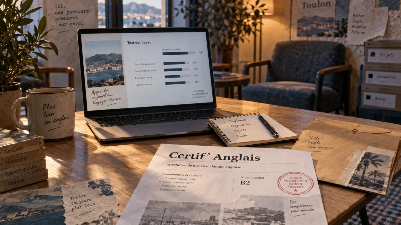 Formation linguistique Toulon : test de niveau et progression sans perturber votre emploi du temps