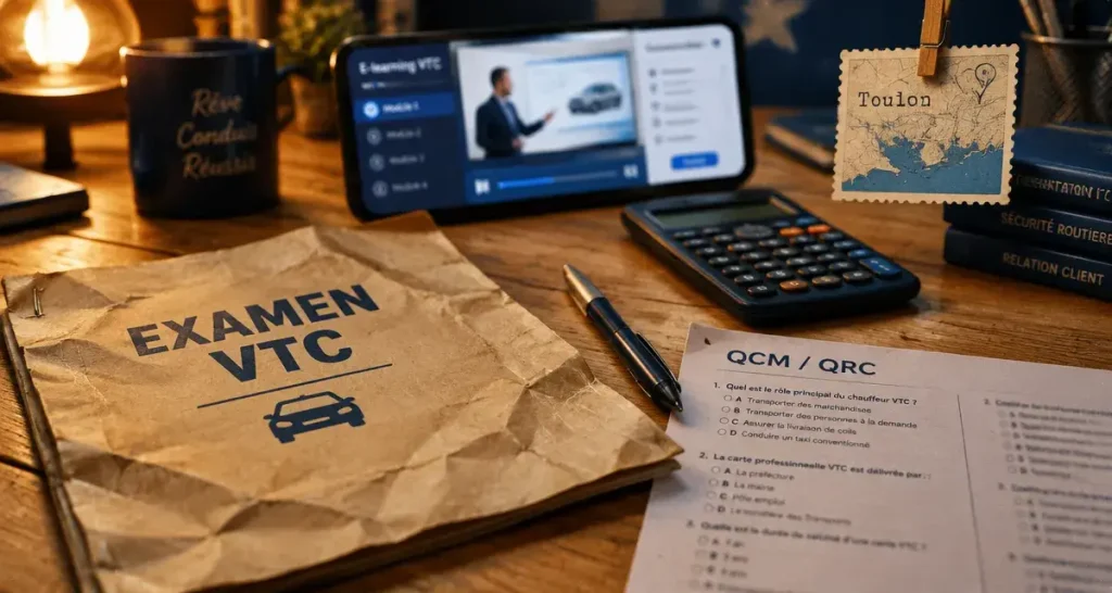 Formation chauffeur VTC à Toulon : 7 épreuves théoriques, 10/20 de moyenne et le choix du format qui change tout